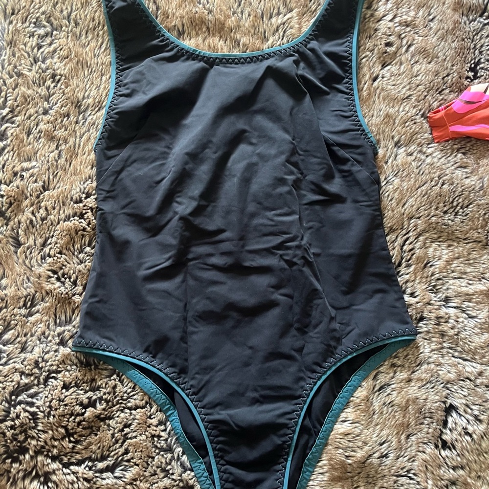 The Seea Black and Teal One Piece Swimsuit